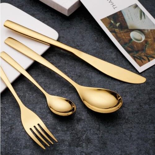 Fancy Wedding Rose Gold Cutlery Set, Shiny Rose Gold Flatware Set, 4pcs Rose Gold Flatware Set LX5771