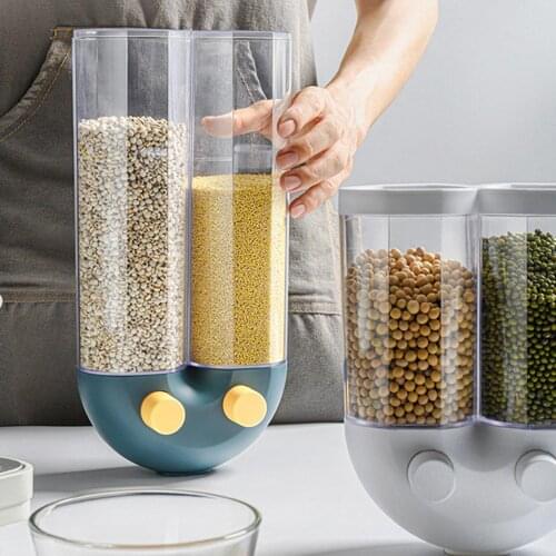 Wall Mount Press Type Food Storage Container Plastic Kitchen Refrigerator Multigrain Storage Tank Transparent Sealed Cans
