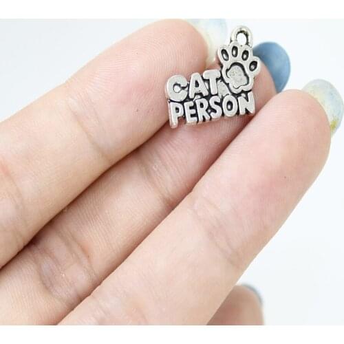 20Pcs/lot 18*13MM Pet Paw Prints Charm Antique Silver Tone Cat Person Charm Pendant For Necklace Earring Diy Jewelry Making