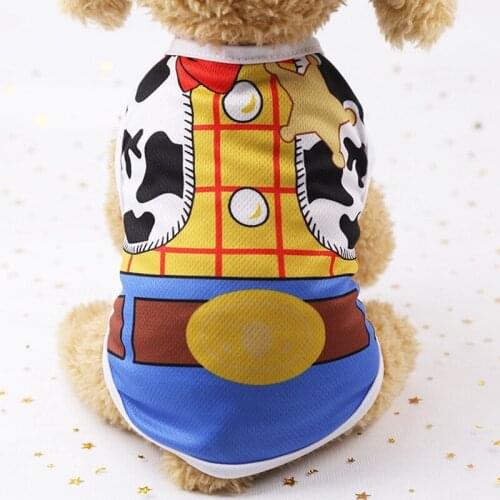 Dog Clothes for Small Dogs Dog Clothes Pet Cat Dog T-shirt Pure Cotton Cartoon Pattern Fake Suspenders Vest