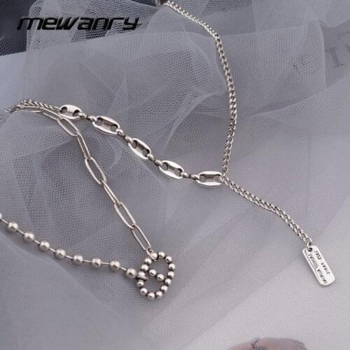 Mewanry 925 Sterling Silver Necklace for Women New Fashion Punk Party Pig Nose Sweater Necklace Jewelry Birthday Gifts Wholesale