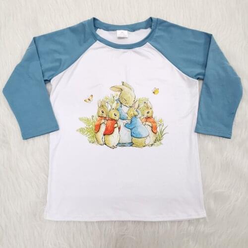 Easter cute bunny O-neck shirt baby boys girls long sleeve solid color clothes boutique fall outfits