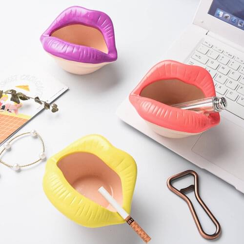 Sexy Big Lips Creative Ceramic Ashtray Creative Planter Fashion Mouth Home Decoration Cigarette Accessories Gift For Boyfriend