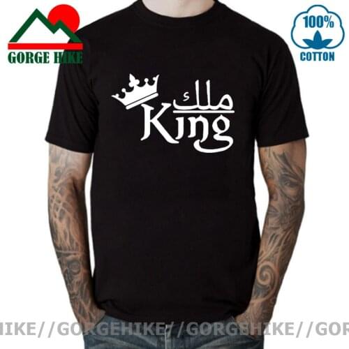 Womens Mens Clothing King and Queen Arabic Couples T shirt Husband Wife Matching Love Tees Tops Breathable 100% Cotton T-shirts
