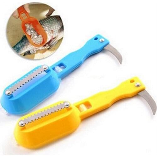 1PC Fish Scraper Plastic Fish Cleaning Knife Fish Scale Remover Scraper Cleaner Scaler Random Color Kitchen peeling tool OK 0408