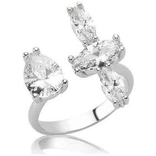 Tevuli 925 Sterling Silver Multi Cubic Zirconia Adjustable Womens Ring