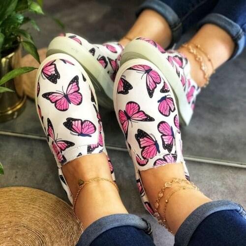 Women Butterflies Loafers 2021 Womens Sports Shoes Fashion Womens Sneakers Slip on Ladies Comfortable Casual Canvas Shoes