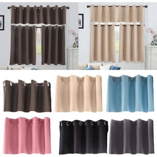 Blackout Elegant Tiers Half Valance Window Curtain for Cafe Home Door Decor 6 Colors and 2 Sizes Available