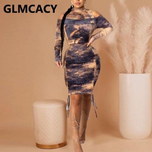 Women Long Sleeve Cold Shoulder Bodycon Dress Classy Party Club Dresses