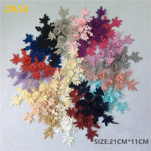 1 PAIR Embroidery Handmade nude pink multiple colors choose 3D Flower Sew On Patch Dress Hat Bag Jeans wedding dress patch ZA53