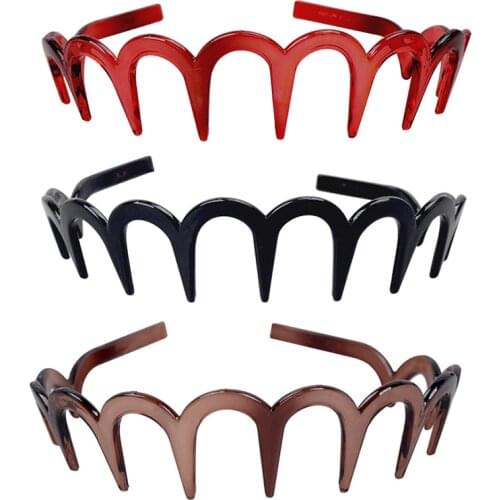 1X Women Girls Zig-Zag Shark Tooth Headband Plastic Wave Comb Hair Hoop Headwear Anti-slip Wave Comb Headband Headgear