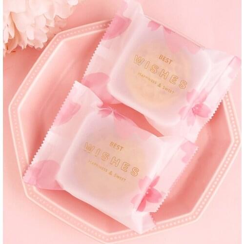 100pcs/lot Sakura Cherry Blossom MoonCake Packaging Bag Sugar Nougat Bag Nougat Packaging Candy Snack Cookies Food Cake Baking