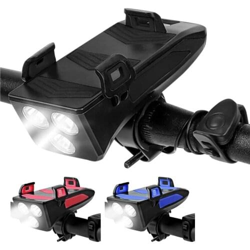 4 in 1 Front Bike Light Multifunctional Bike Lights Set with USB Rechargeable LED Bike Headlight and Taillight