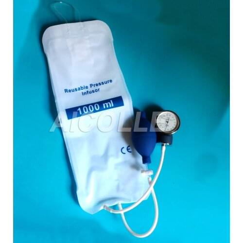5pcs lot Medical pressure Infusion bag 1000ml with gauge and hand pump ball