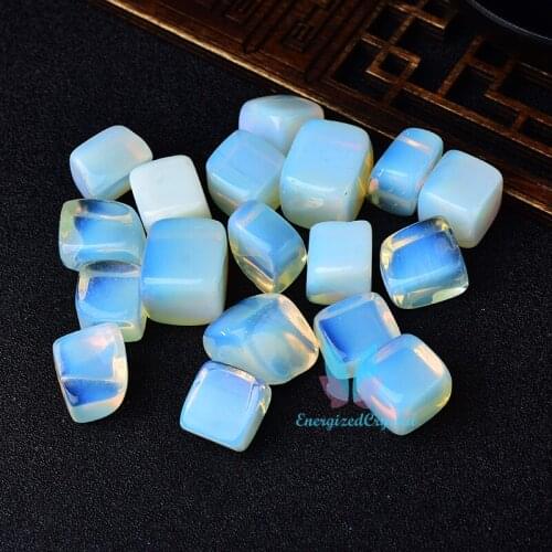 6 Pieces Polished Natural Opal CUBE Tumbled Stone Gravel Square Crystal Stones Hand-Polished for Fish Tank Decor Garden Meditati