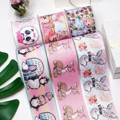 DIY Cartoon Animal Printed Grosgrain Ribbon For Craft Supplies Sewing Accessories 5 Yards. 44787
