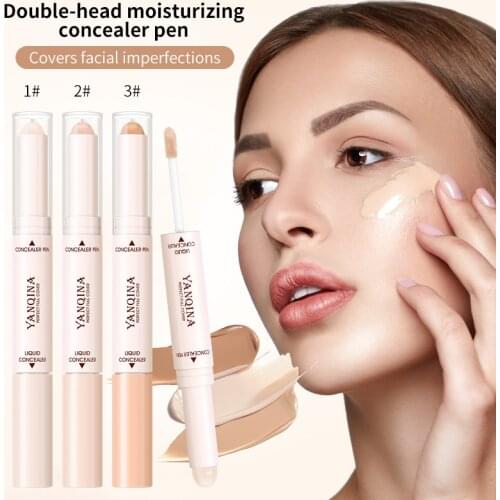 YANQINA Double-head Concealer Cream Concealer Stick Natural Color Waterproof Long Lasting Concealer Acne Blemishes Primer TSLM1