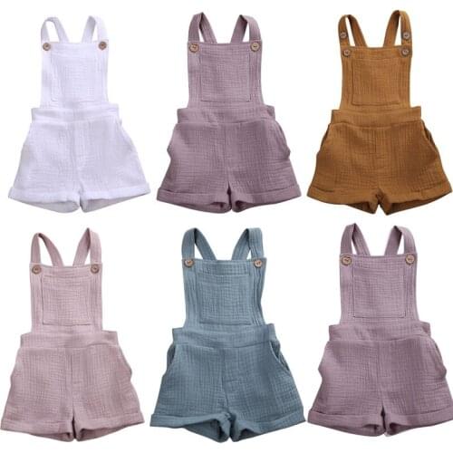 Infant Baby Toddler Bib Romper Unisex Boys Girls Bib Overall Solid Color Suspender Pants