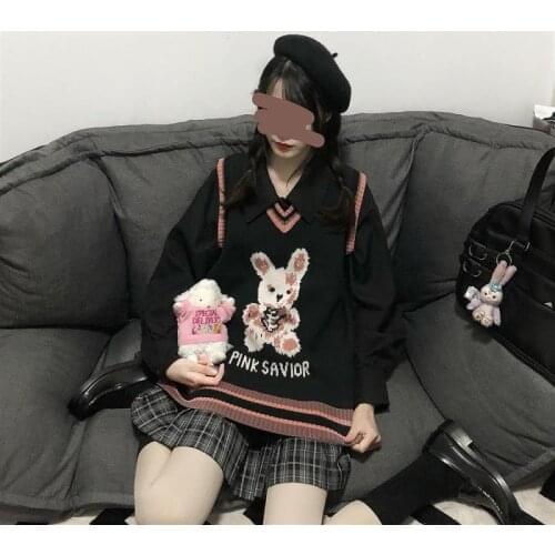 Beautiful Sweater Lovely Women Special Girls Long Sleeve Sweater Female Fashion Jumpers Tee Tops Sweety Black Rabbit Sweater