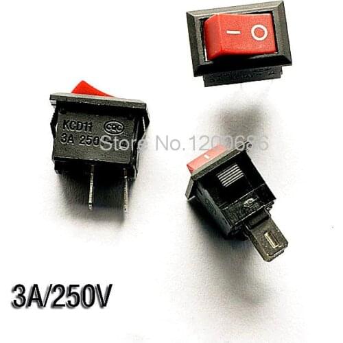 Rocker switch red 2 foot 2 files rocker switch 15MM * 10MM 3A / 250V