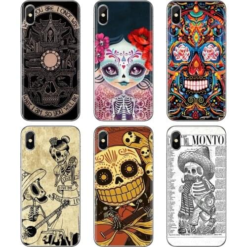 Mexican Skeleton Sugar Skull Soft Bag Case For iPhone iPod Touch 11 12 Pro 4 4S 5 5S SE 5C 6 6S 7 8 X XR XS Plus Max 2020