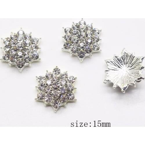 Fashion Hot 10Pcs 15mm alloy Hexagram Diy Jewelry Accessories rhinestones pedestal embellishments caps Decoration For Making