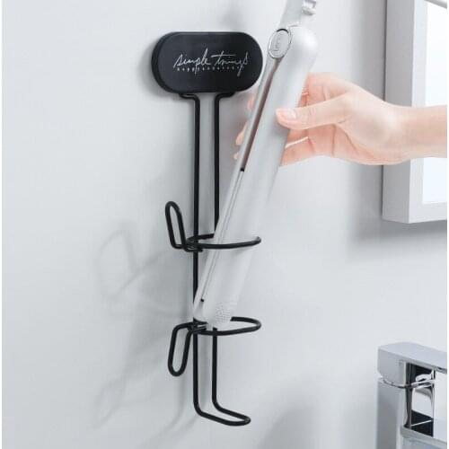 Curling Iron Wall-Mount Hair Dryer Holder Hair Straightener Rack Metal Simple Blow Dryer Storage Bathroom Hair Dryer Shelf