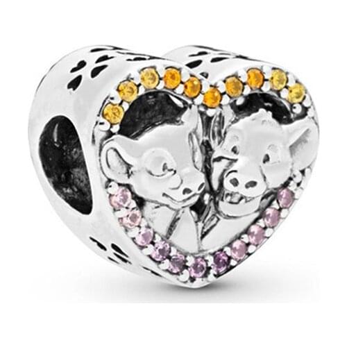 Genuine 925 Sterling Silver Jewelry Lion King Charm Beads Fit Pandora Bracelet Women Jewelry Accessories Making Gift for Girl