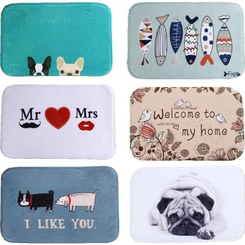 Cartoon Animal Letters Pattern Anti-slip Velvet Bathroom Doormat Floor Mat Non-slip Doormats Kitchen Entrance Mat Carpet