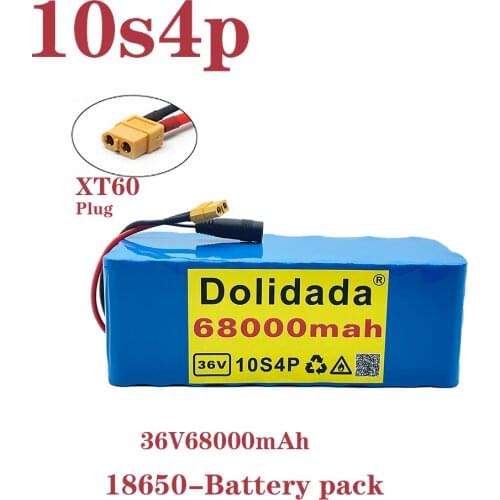 2021 new 36V 10s4p 68Ah 1000W large capacity 18650 lithium battery pack electric bicycle scooter with BMS XT60 plug