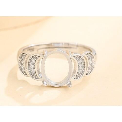 8*10mm 925 STERLING SILVER women Semi Mount Bases Blanks base blank Pad ring Setting wedding jewelry findings diy A5899