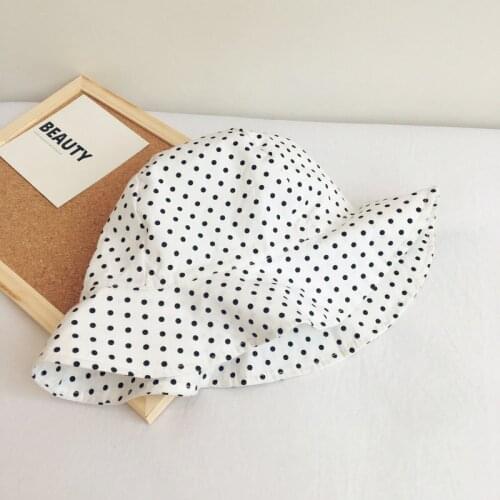 The dot print Bucket Hat Fisherman Hat outdoor travel hat Sun Cap Hats for children boys and girls 37