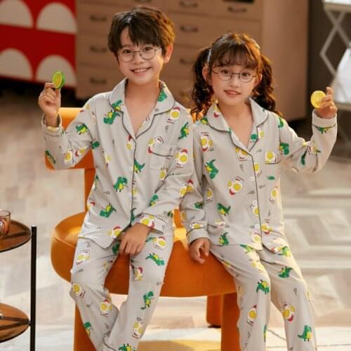 New Autumn Kids Homewear Casual Spring Full Pajamas Set Cartoon Printed Boys Nightwear Tracksuit Sweet Girls Sleepwear 3-14T