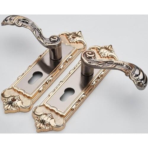 Full Set Vintage Door Lock European Style Retro Bedroom Door Handle Lock Interior Room Safety Door Lock