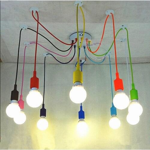 Retro Edison Lighting Silicone Lamp Chandelierfor restaurant bar Bedrooms Colorful multicolor sconce DIY E27 bulbs not included