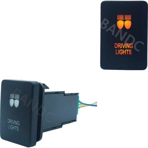 With Jumper Wires, DRIVING LIGHTS On Off SPST Dual Orange Led Lamp Push Switch for Toyota Prado 200 Series 2015-Current, 3A 12V