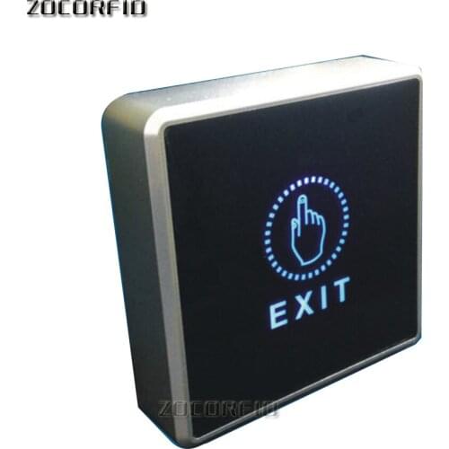 86X86mm luminous DC-12V NO/NC/COM output luminous touch screen door release exit button for access control