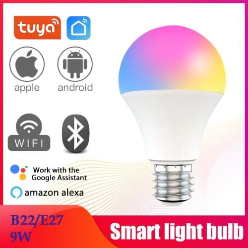 B22/E27 Smart Wifi Bulb Dimming Light Bulb 9W RGB Smart Light Bulb Voice Control work with Alexa Google Home tuya Smart Home