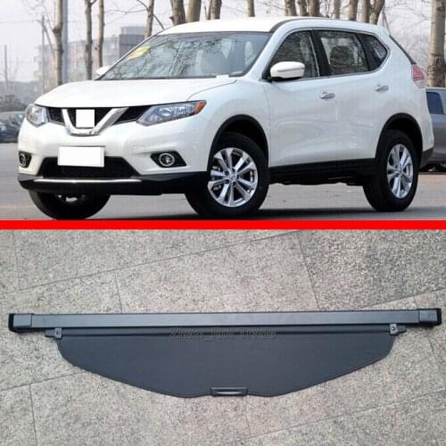 For Nissan X-Trail Rogue 2014 2015 2016 Aluminum + Canvas Black Rear cargo cover
