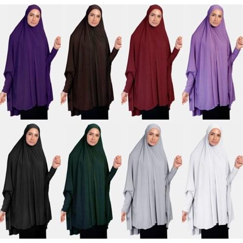 Women Ramadan Muslim Khimar Abaya Long Hijab Jilbab Burqa Head Scarf Islamic Prayer Garment Overhead Turban Hijab Shawls Wraps