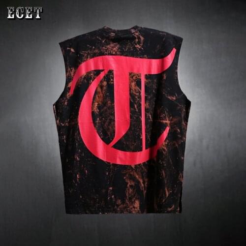 Mens vest summer new streetwear casual jacket breathable simple loose sleeveless wide shoulder fitness training clothes