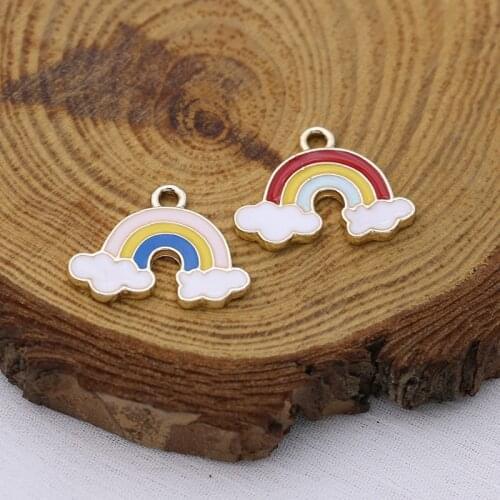 10PCS Gold Color Enamel Rainbow Charm Pendant Jewelry Making Bracelet Necklace Earrings DIY Earrings Accessories