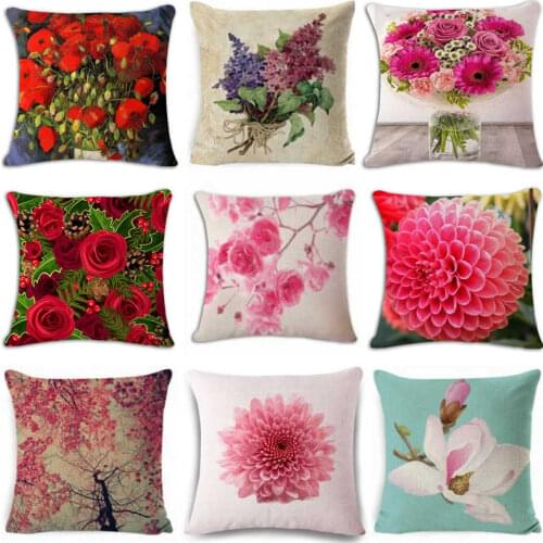 18" Spring Flower Pillow Case Square Cover Sofa Waist Cushion Covers Home Decor