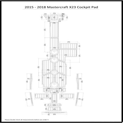 2015 - 2018 Mastercraft X23 Cockpit Boat EVA Teak Decking 1/4" 6mm