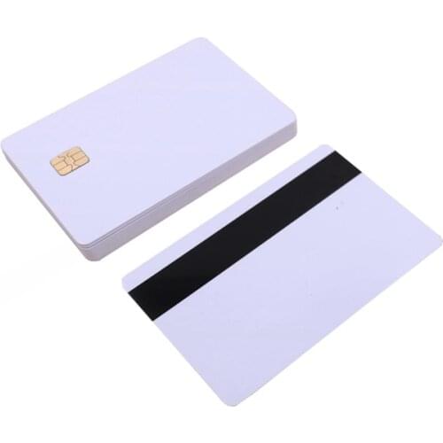 5pcs/10pcs White Blank PVC Contact Smart IC card with 4442 Chip + Magnetic Stripe 3-tracks HiCo