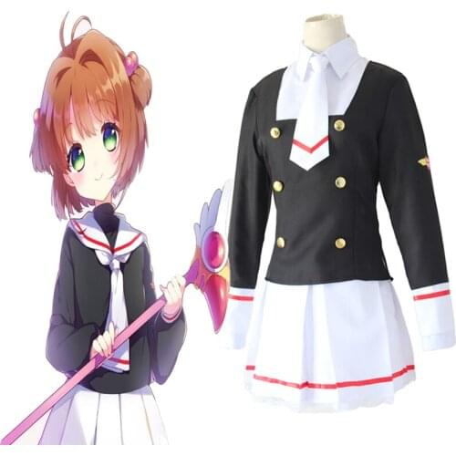 Anime Cardcaptor Sakura Cosplay Costumes Sakura Kinomoto Cosplay Costume School Uniform Halloween Party Women Cosplay Costume