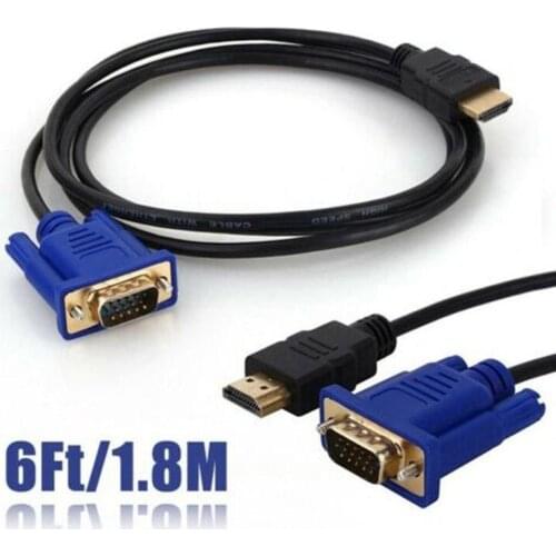 Audio Cable VGA to HDMI-compatible Converter Adapter15 1.8m 6 HD Male TV Cable Feet To Long For PC Female Full Laptop Pin U6E6