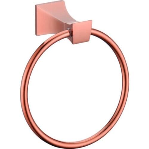 Free shipping Rose gold finish square design towel ring