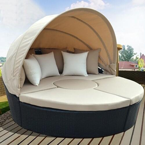 Freeshipping Lounger Outdoor Rattan Sofa Lying Bed Balcony Villa Outdoor PU Rattan Chairs Sets
