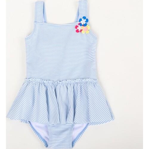 JulySand Girls One Piece Swimsuit Kids Striped Lovely BathingSuit Children Flowers Skin Care High-end Girl SwimSwear